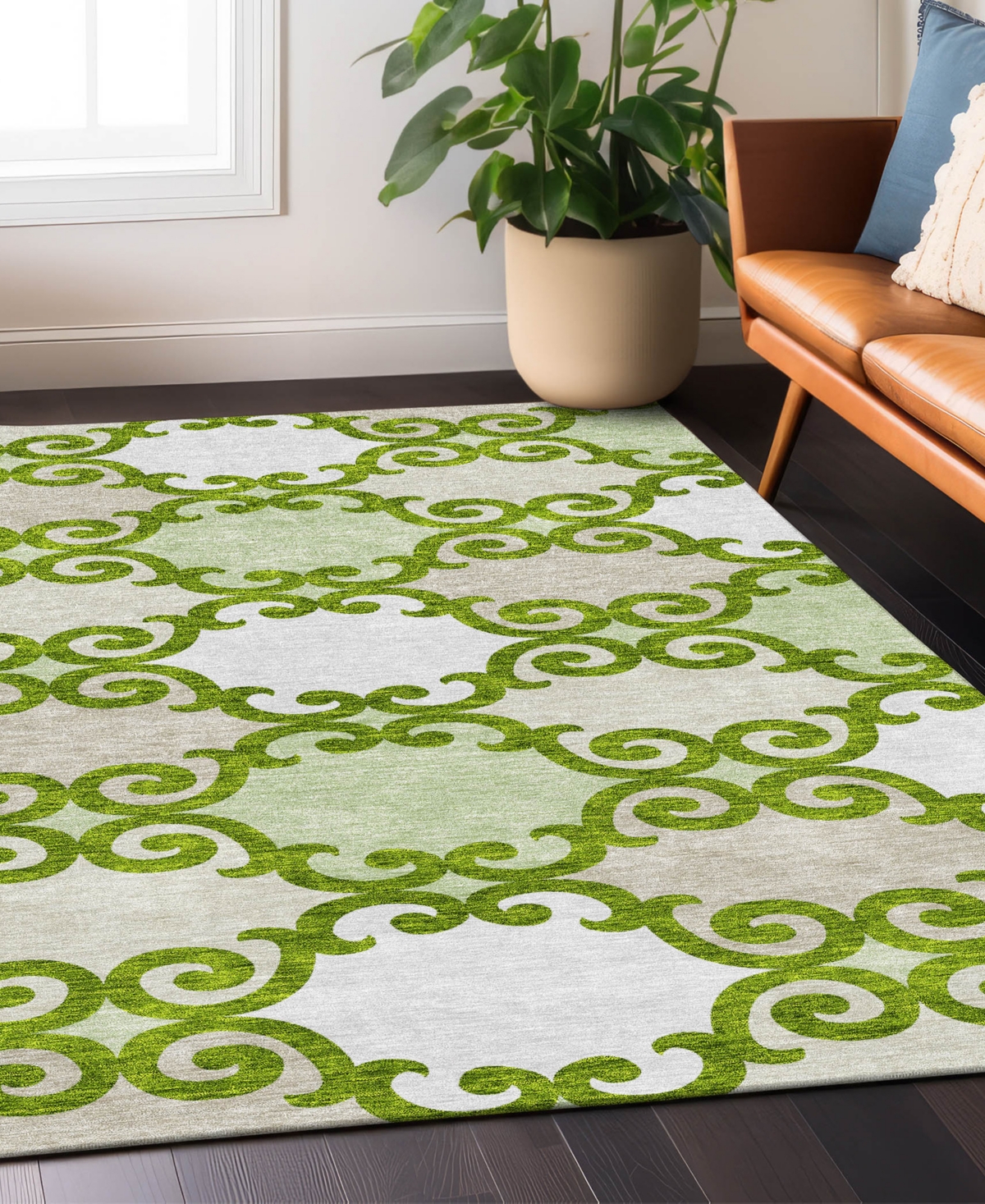 Addison Chantille Acn883 3'x5' Area Rug In Lime