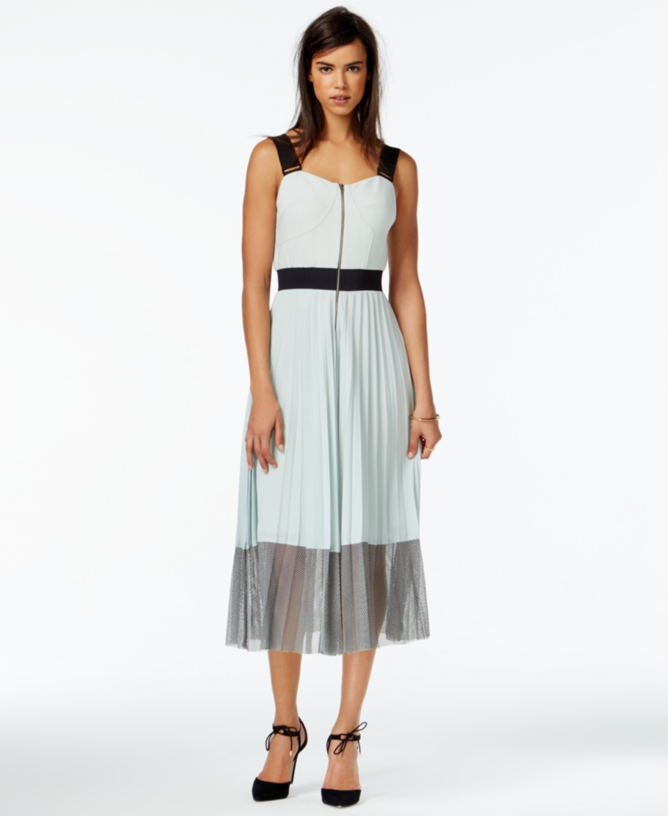 RACHEL Rachel Roy Pleated Zipper Detail Midi Dress   Dresses   Women