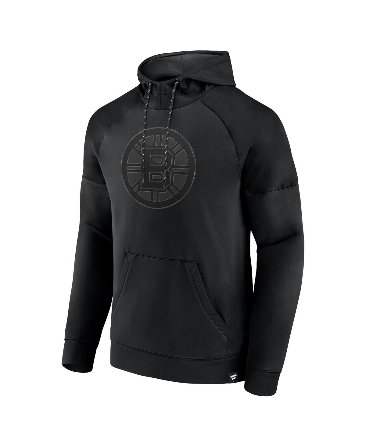 Fanatics Men's Boston Bruins Black Ice Defender Raglan Pullover Hoodie In Black
