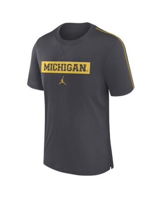 Men's Anthracite Michigan Wolverines 2024 Sideline Player Performance Tri-Blend T-Shirt