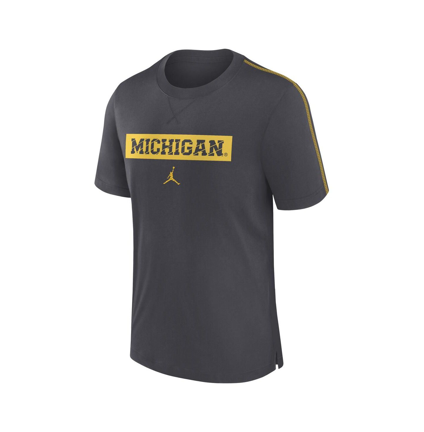 Мужская футболка Jordan Anthracite Michigan Wolverines 2024 Sideline Player Performance Tri-Blend — фото 2