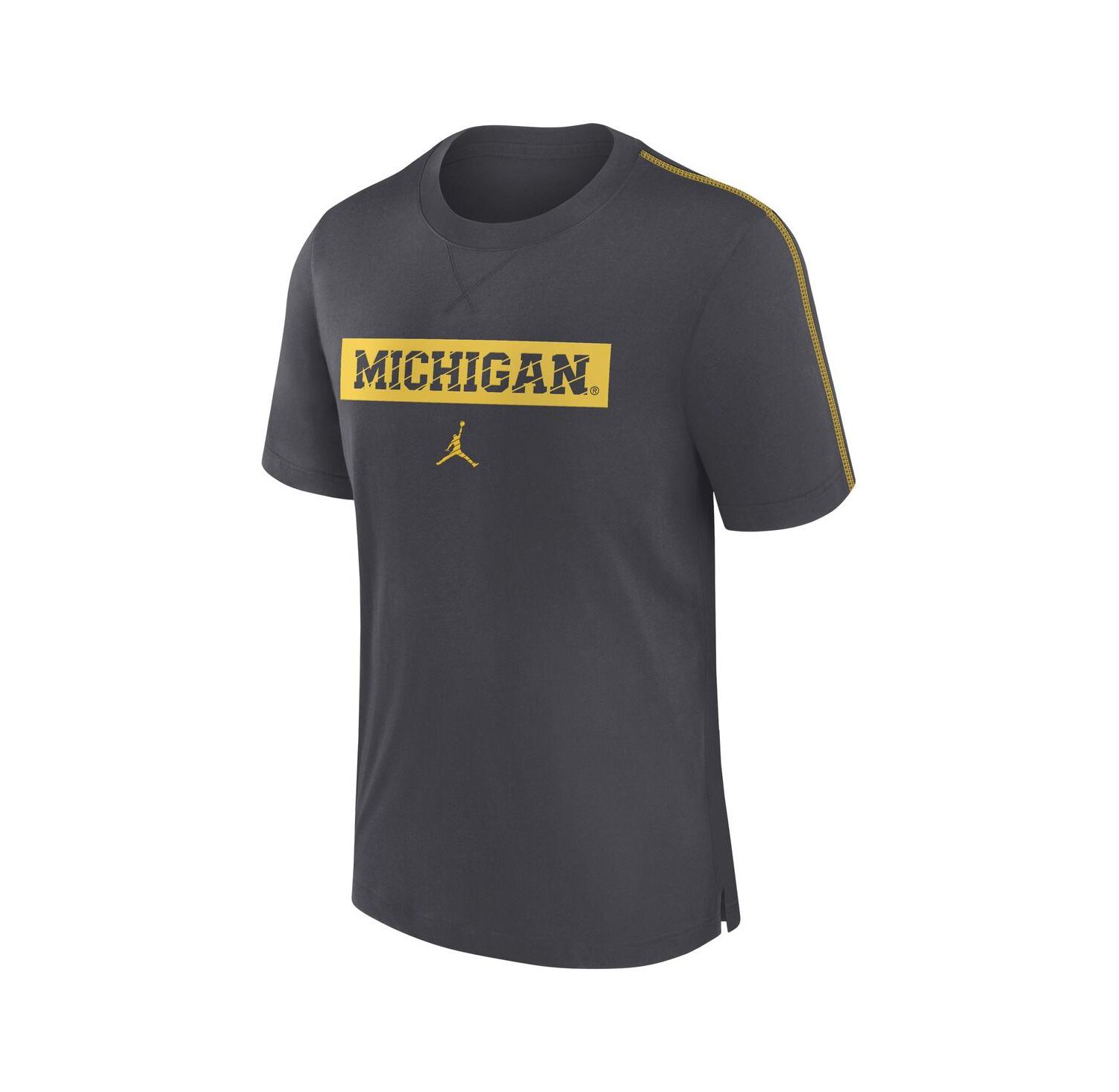 Men's Anthracite Michigan Wolverines 2024 Sideline Player Performance Tri-Blend T-Shirt