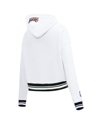 Women's White Los Angeles Lakers Script Tail Cropped Pullover Hoodie