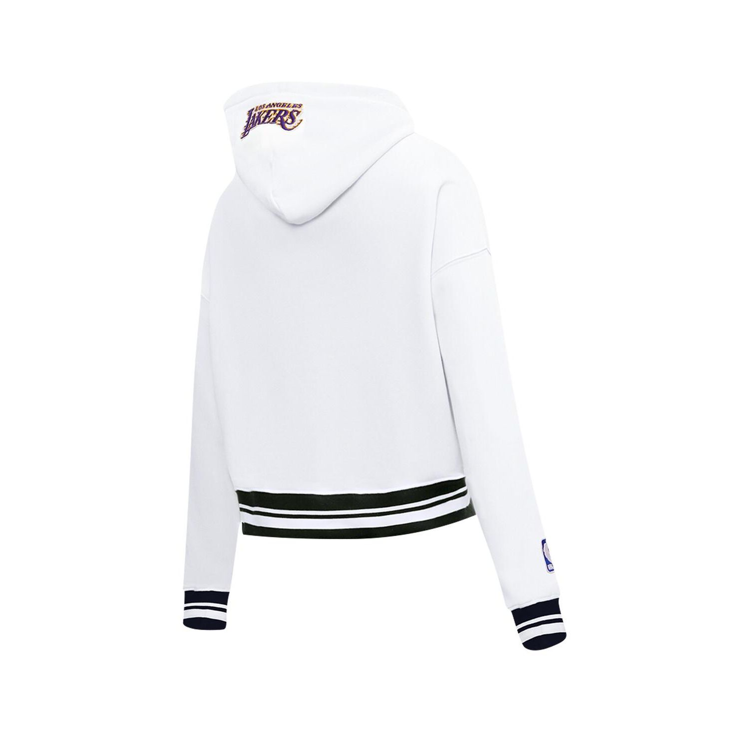 Women's White Los Angeles Lakers Script Tail Cropped Pullover Hoodie