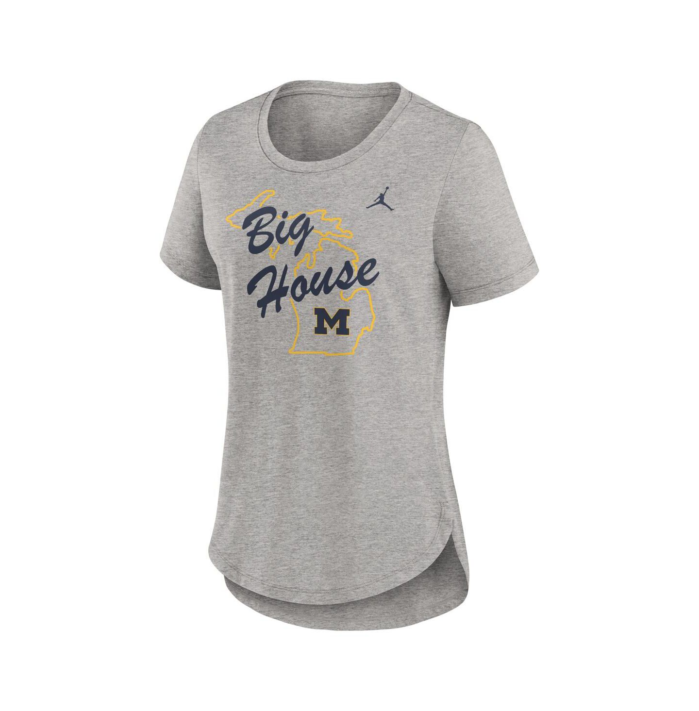 Женская футболка Jordan Heather Gray Michigan Wolverines Local Campus Location Mantra Tri-Blend — фото 2