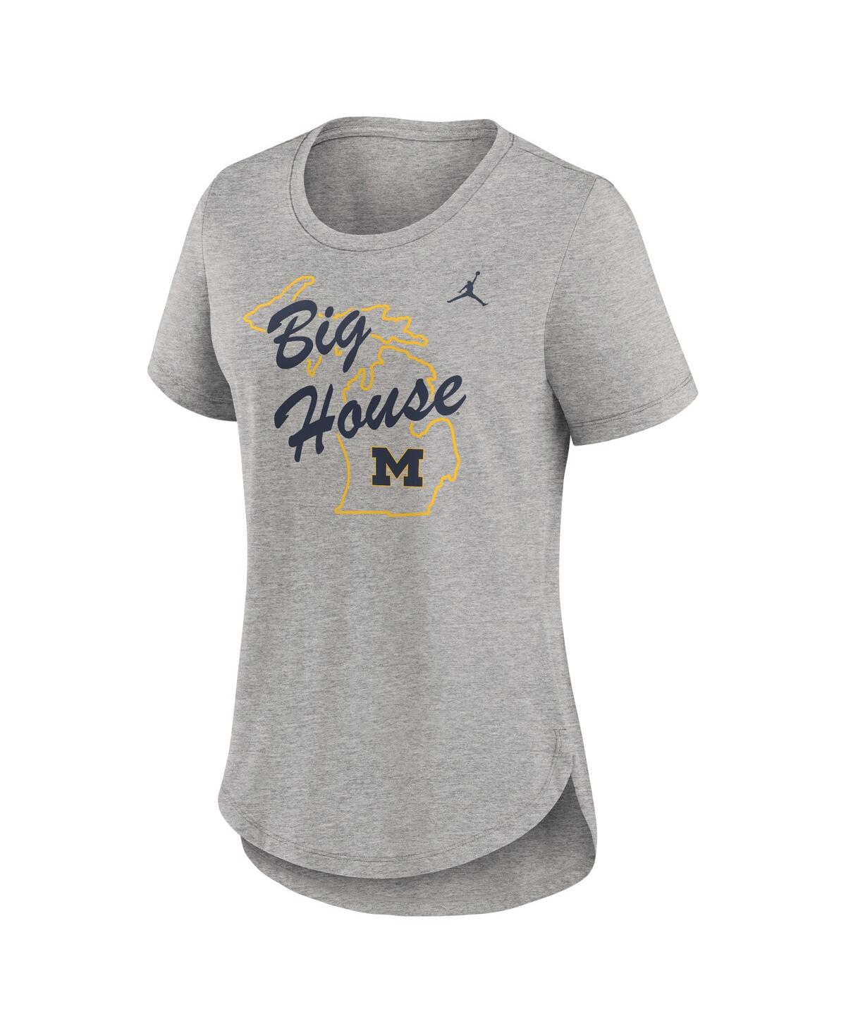 JORDAN WOMEN'S HEATHER GRAY MICHIGAN WOLVERINES LOCAL CAMPUS LOCATION MANTRA TRI-BLEND T-SHIRT 