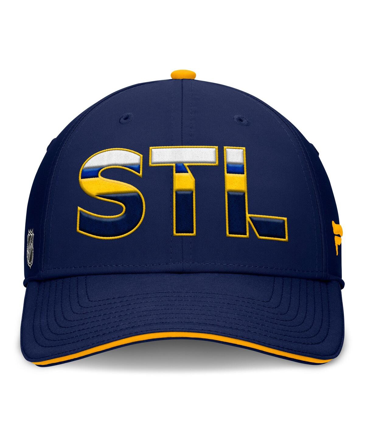 Fanatics Men's Navy/gold St. Louis Blues Authentic Pro Rink Team Code Flex Hat In Navy,gold