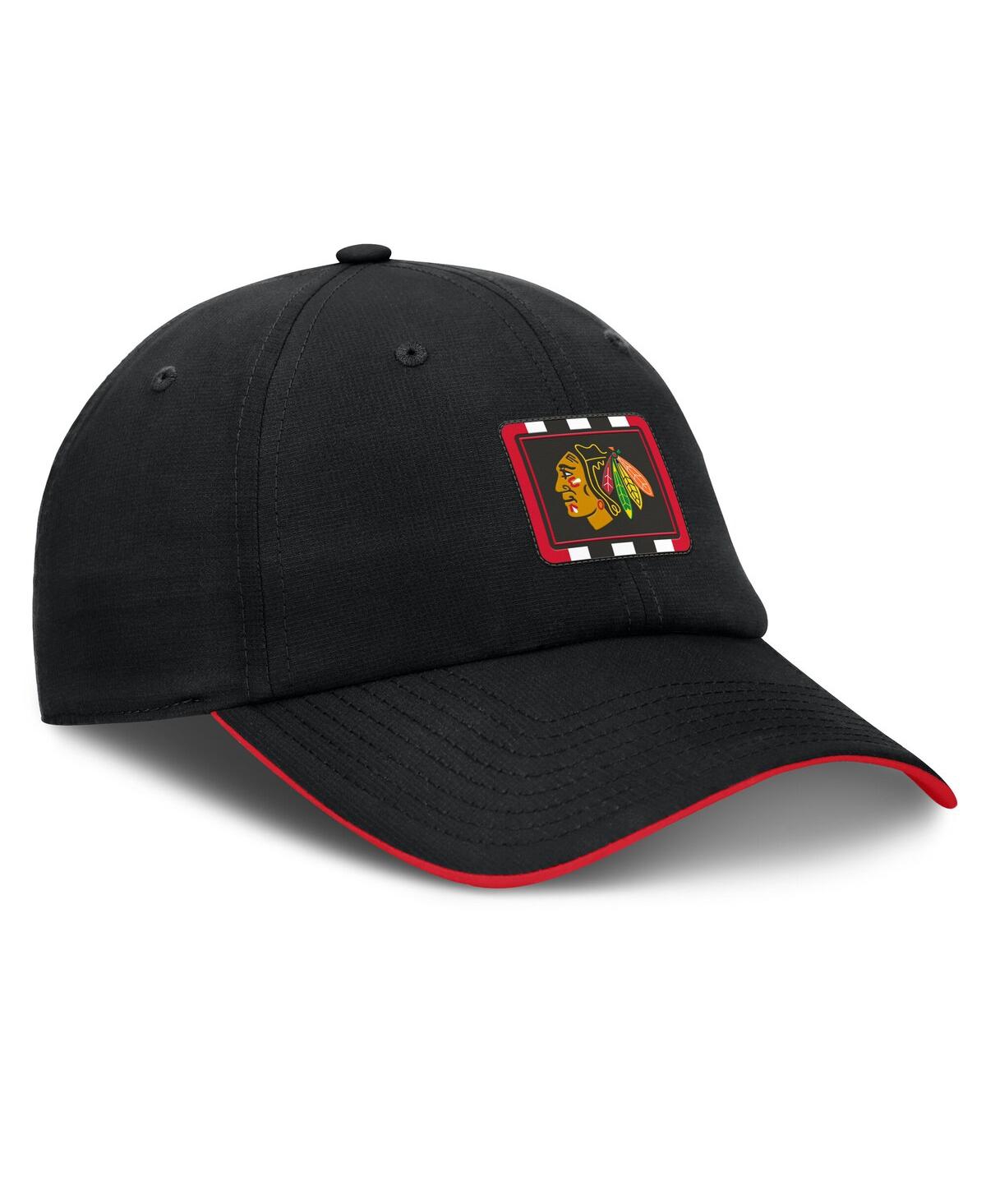 Fanatics Men's Black/red Chicago Blackhawks Authentic Pro Ripstop Adjustable Hat In Black,red