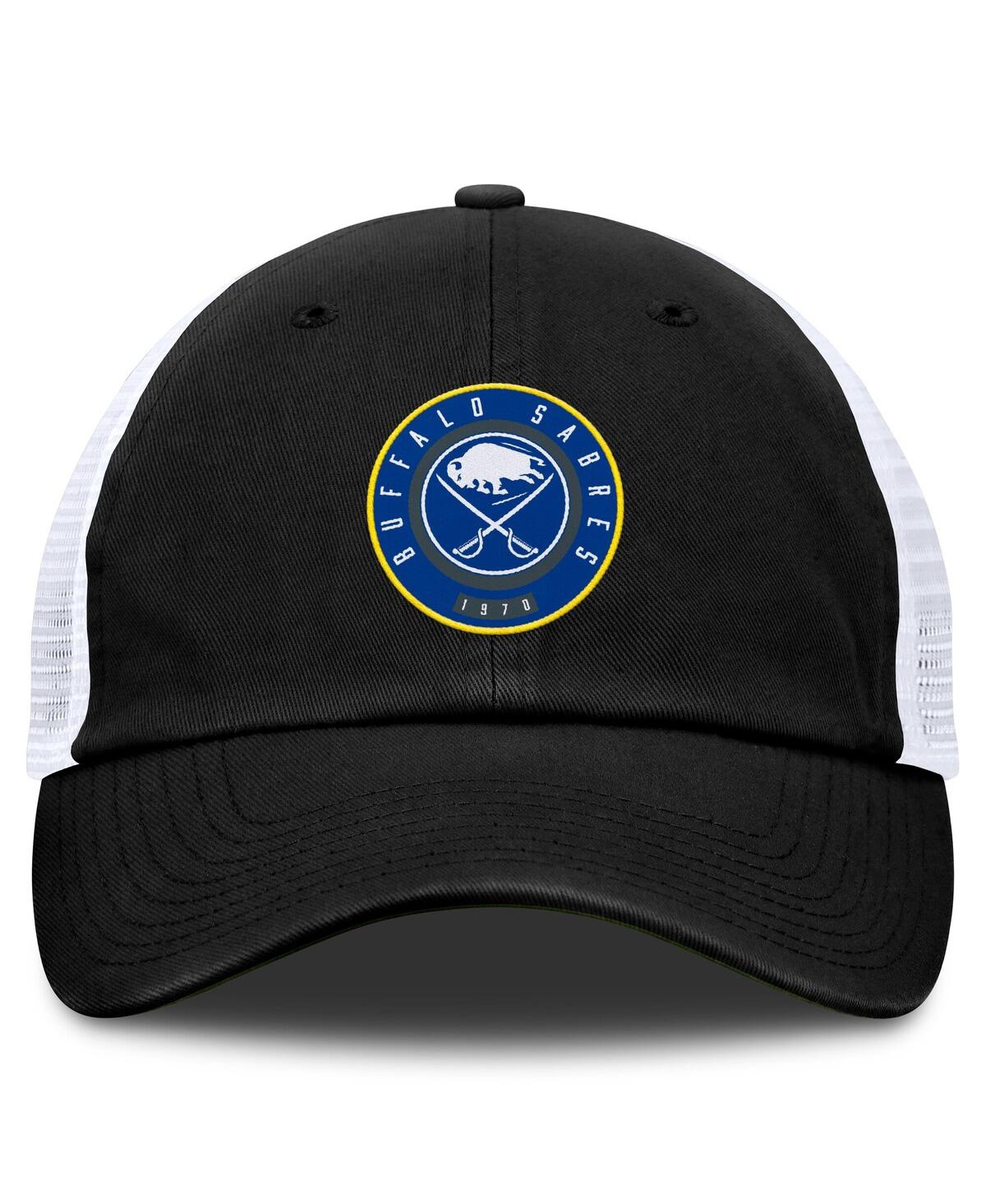 Fanatics Men's Black/white Buffalo Sabres Averie Trucker Adjustable Hat In Black,white