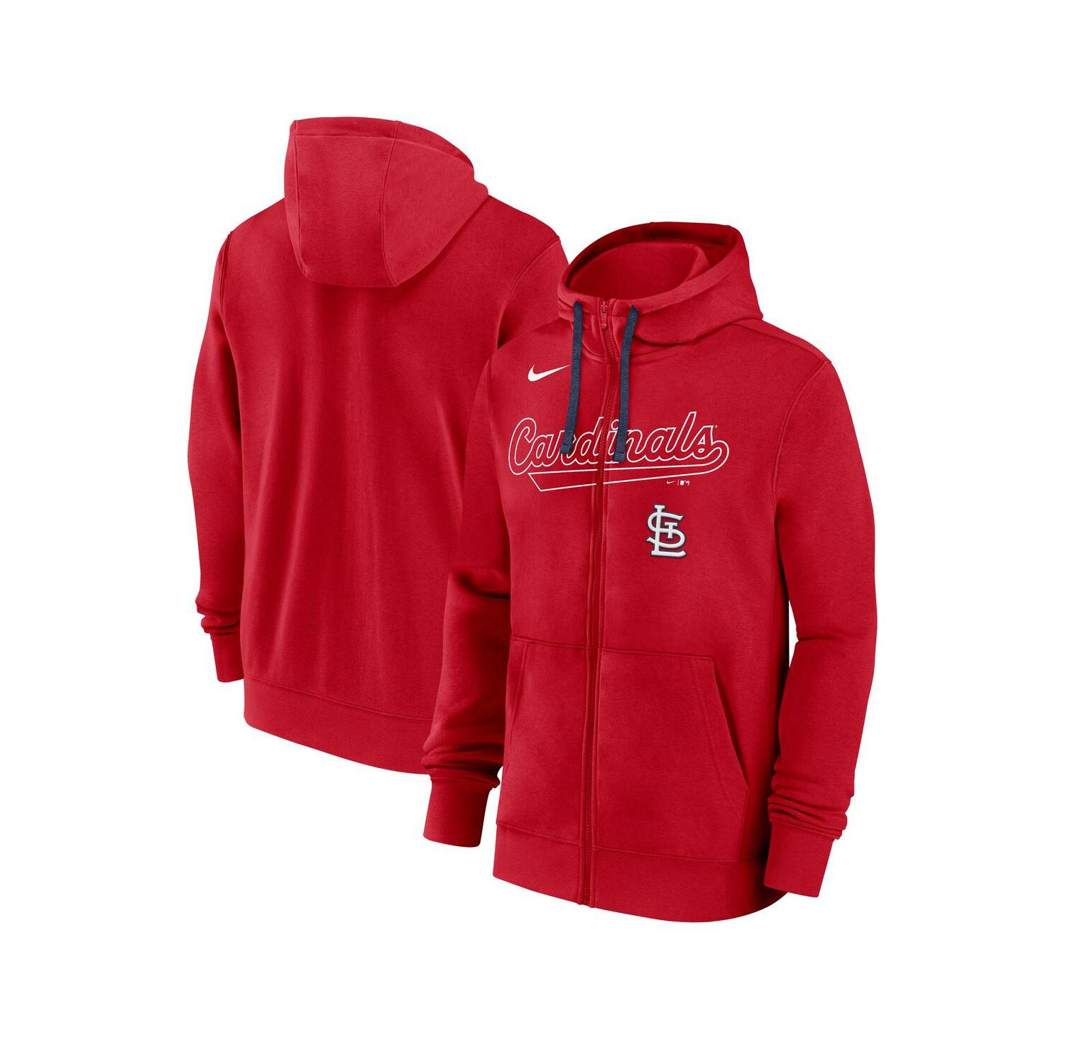 Men's Red St. Louis Cardinals Knockout Script Full-Zip Hoodie