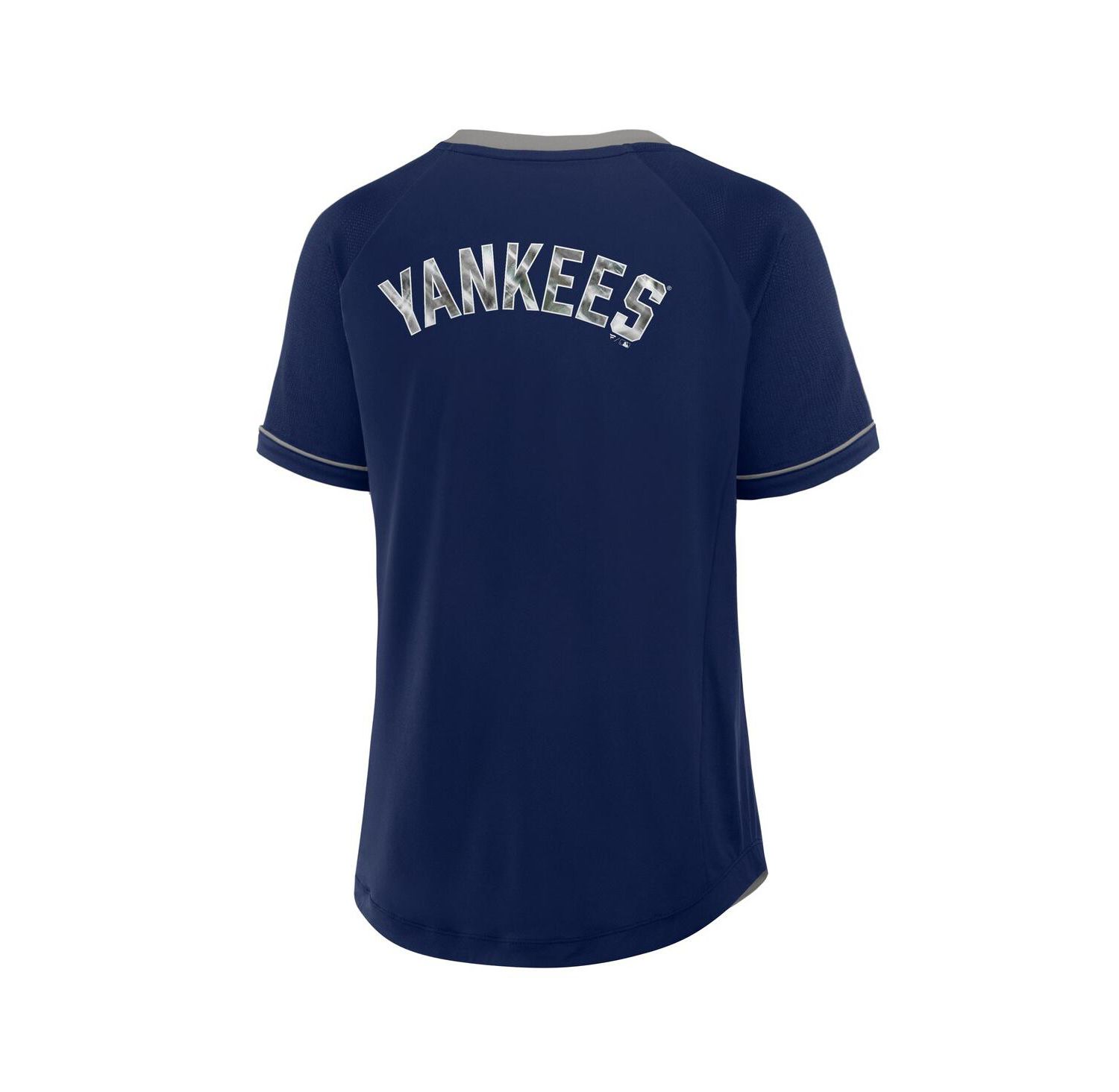 Women's Navy New York Yankees League Diva Star Raglan V-Neck T-Shirt
