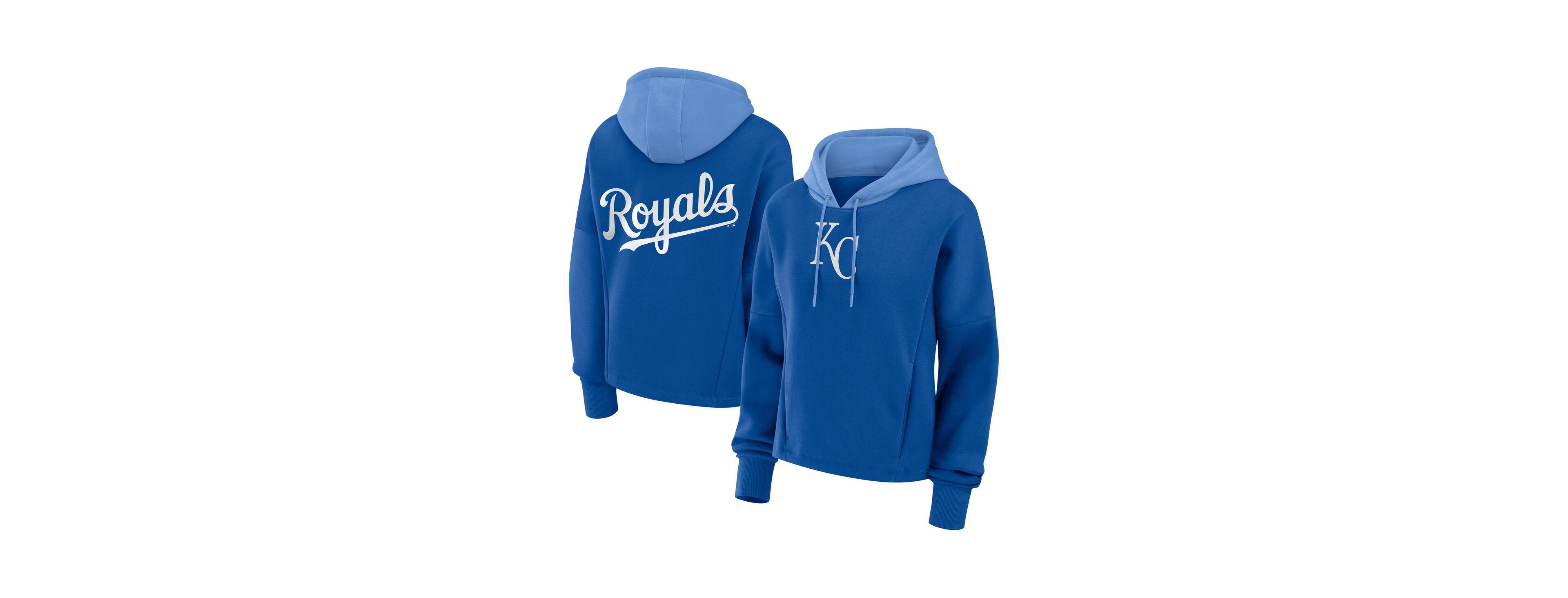 Fanatics Women's Royal Kansas City Royals Oversized High Hip Legacy Fleece Pullover Hoodie
