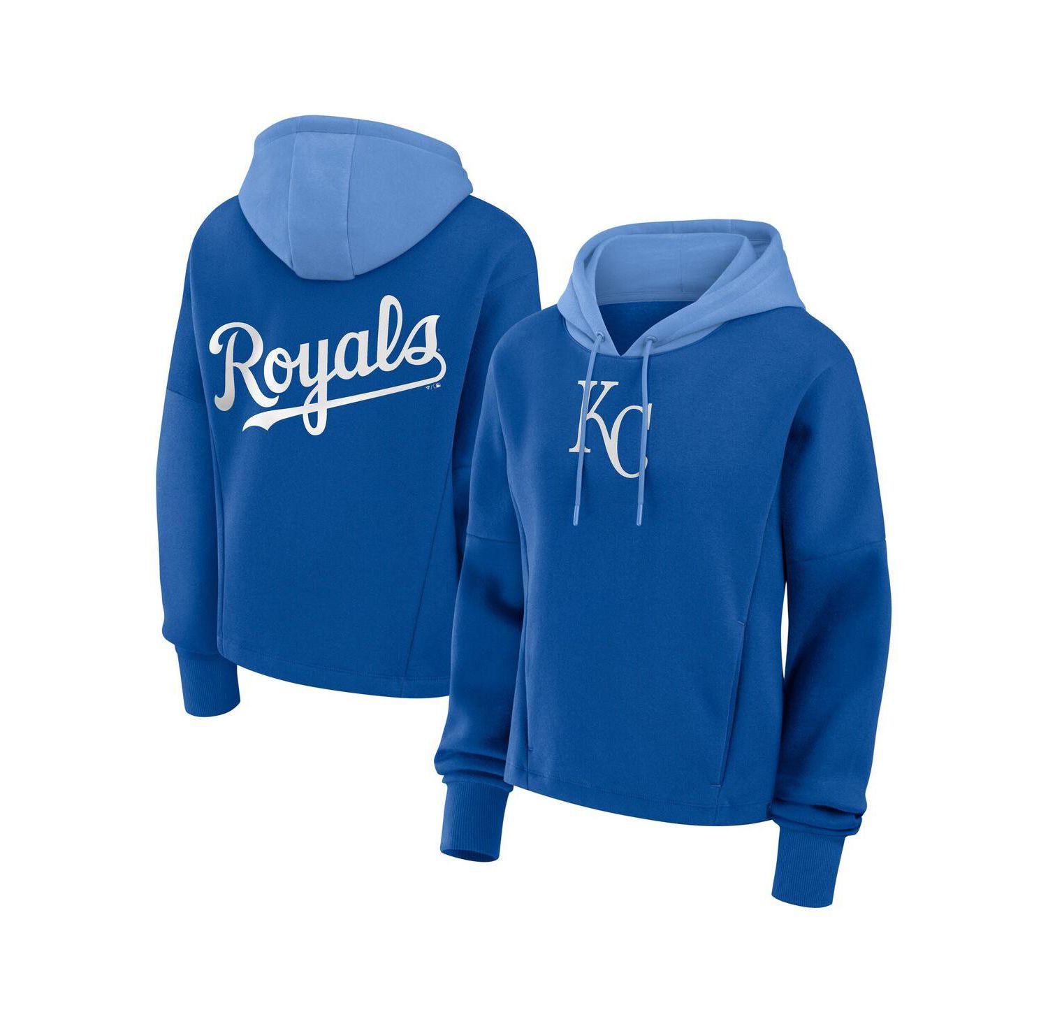 Women's Royal Kansas City Royals Oversized High Hip Legacy Fleece Pullover Hoodie