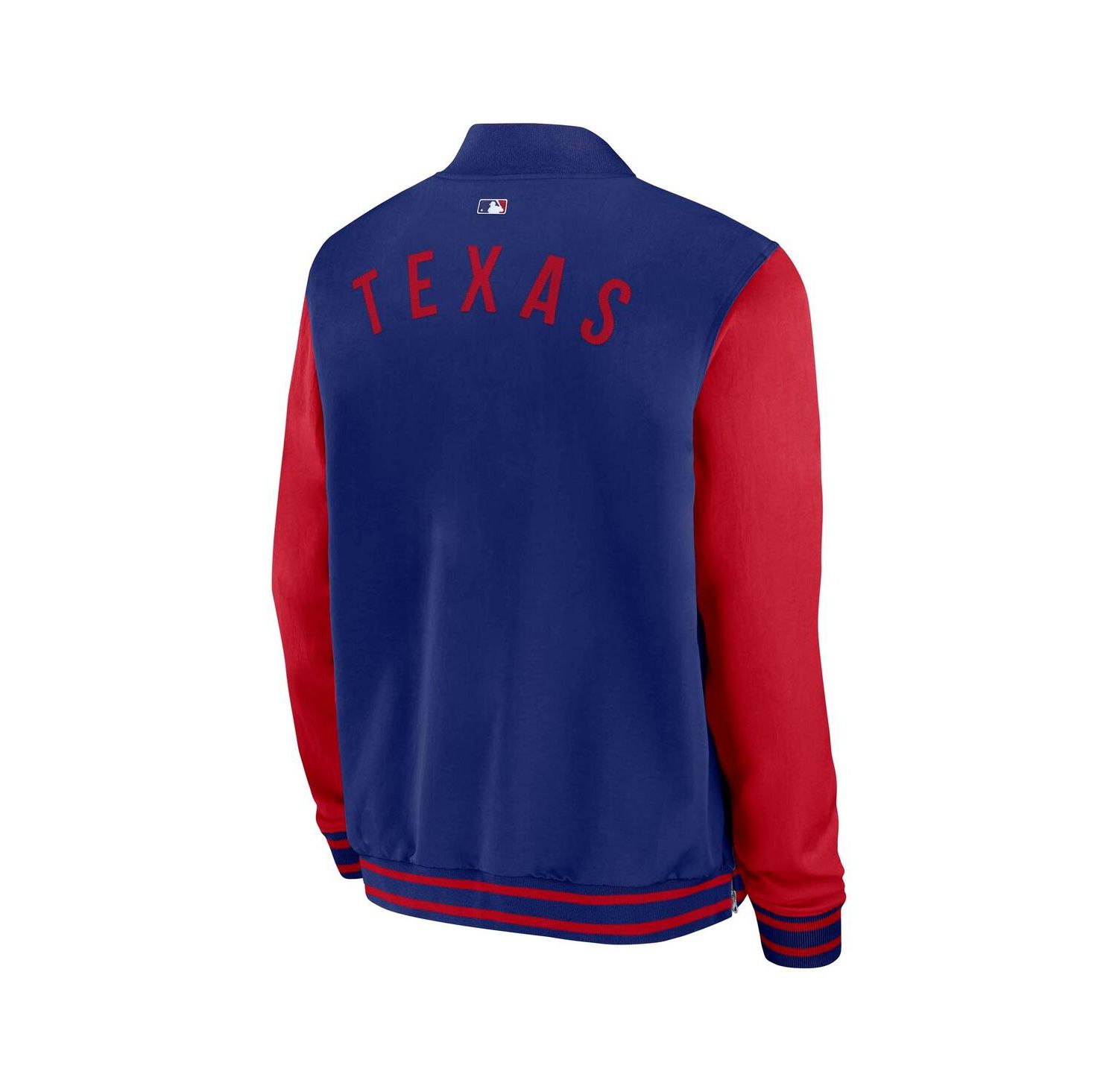 Men's Royal/Red Texas Rangers Authentic Collection Dugout Full-Zip Bomber Jacket