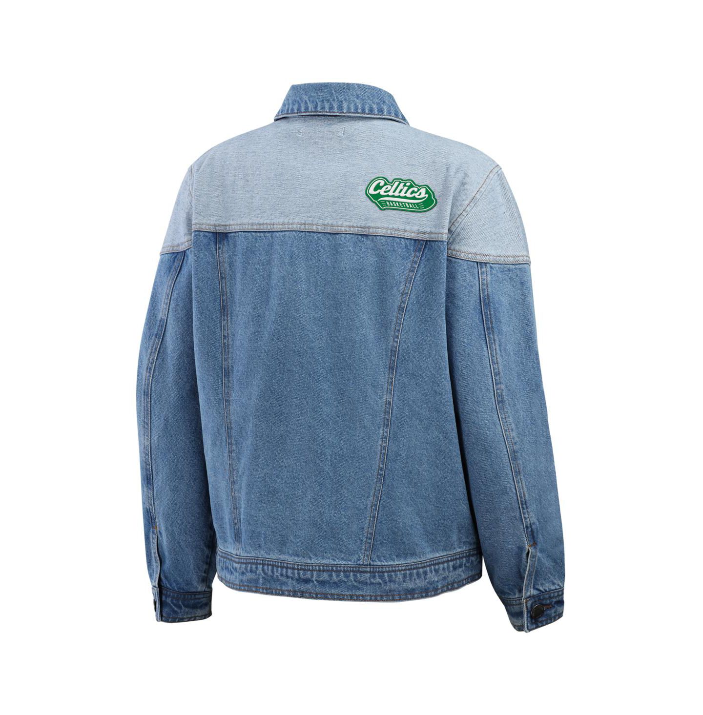 Женская куртка WEAR by Erin Andrews Blue Boston Celtics Full-Button Denim Jacket — фото 3