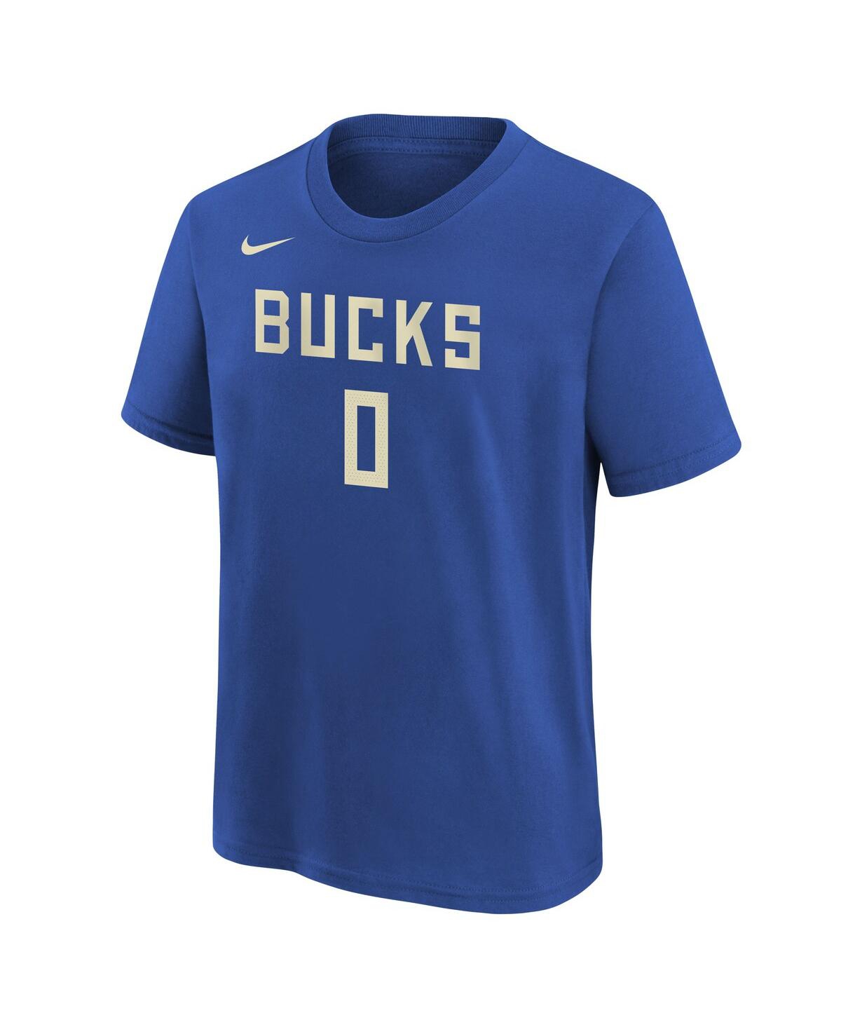Nike Big Boys And Girls Damian Lillard Royal Milwaukee Bucks 2024/25 City Edition Name Number T-shirt In Royal