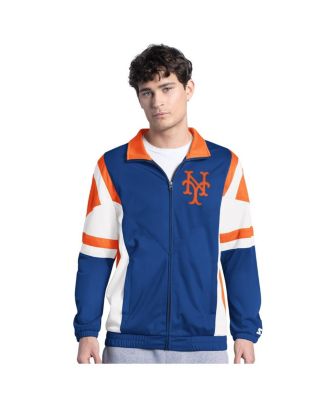 Starter - Men's Royal/Orange New York Mets Contender Tricot Full-Zip Track Jacket