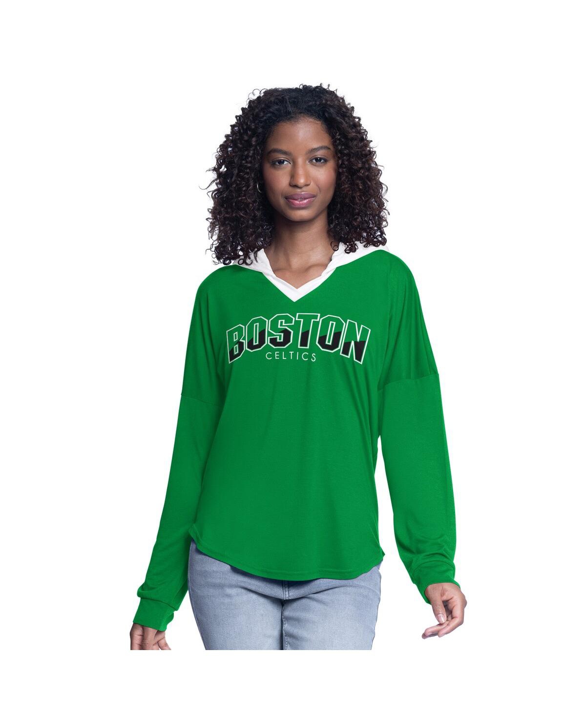 Women's Kelly Green Boston Celtics Bench Player Oversized Long Sleeve Hooded Top - Kelly Green