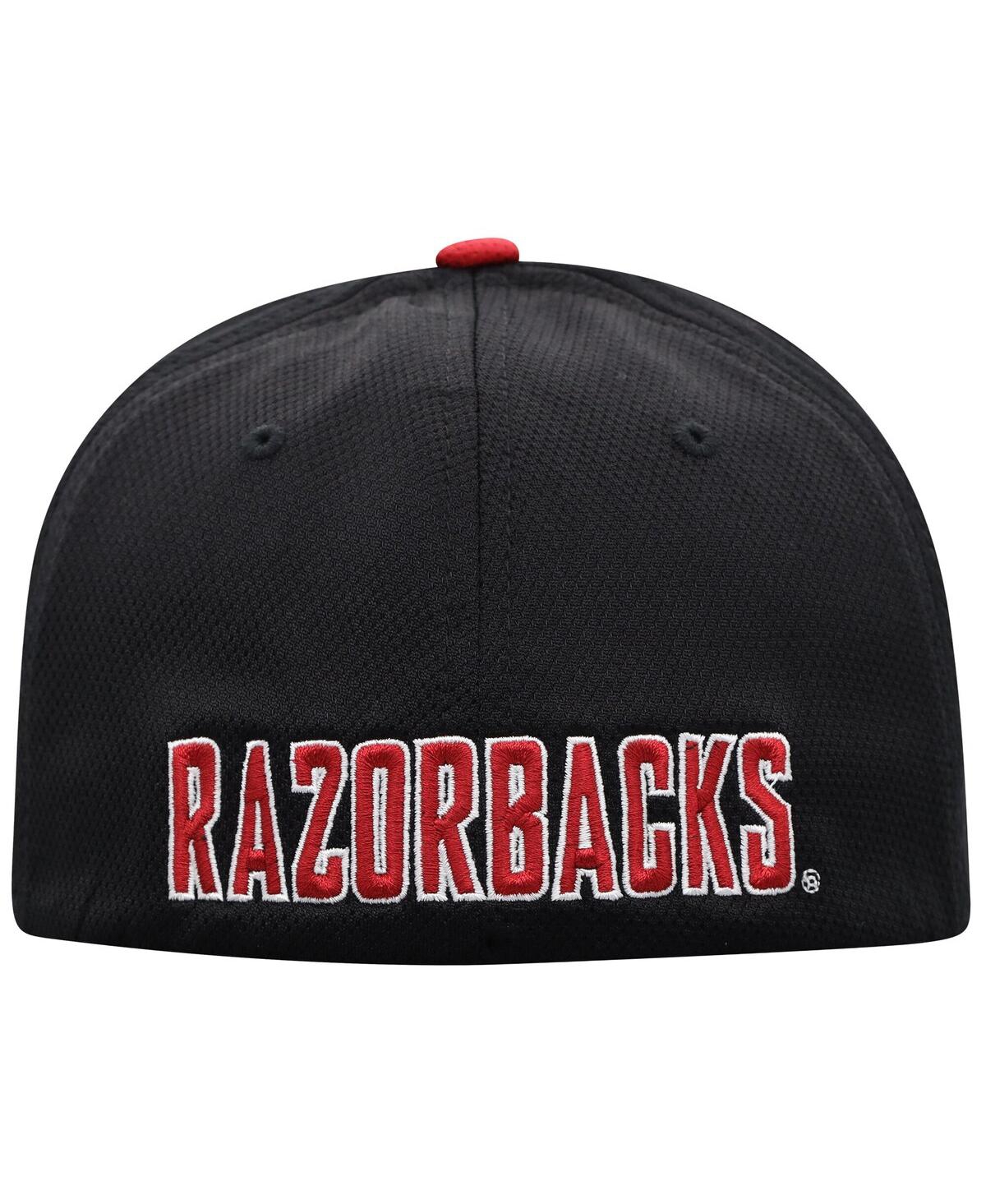 TOP OF THE WORLD MEN'S BLACK ARKANSAS RAZORBACKS REFLEX FITTED HAT 