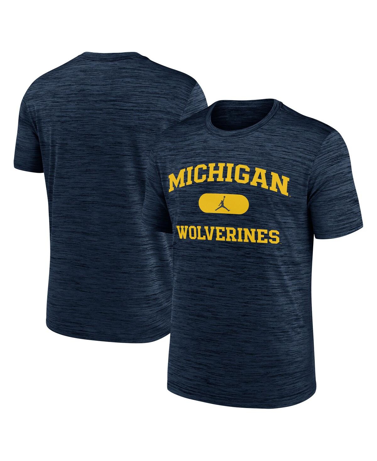 Jordan Men's Navy Michigan Wolverines Velocity Mascot Performance T-shirt In Navy