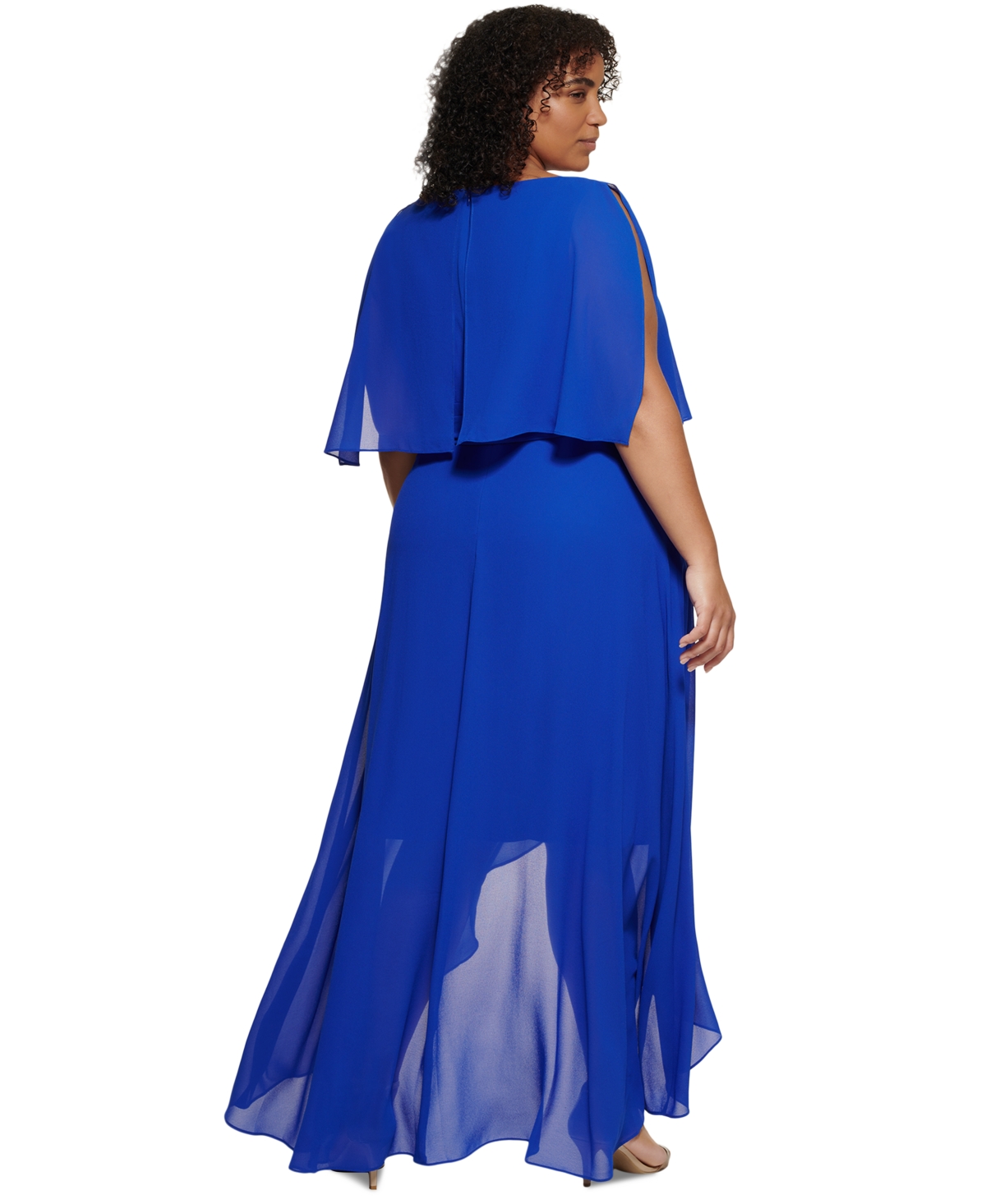 Jessica Howard Plus Size Split-sleeve High-low Maxi Dress In Cobalt