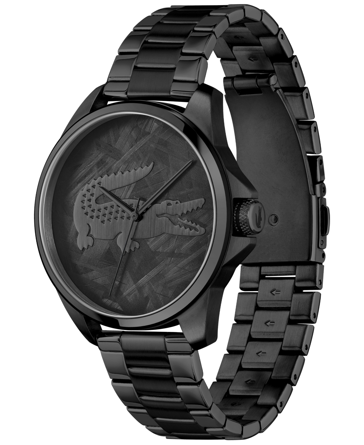 Shop Lacoste Men's Le Croc Ionic Plated Black Steel Bracelet Watch, 43mm