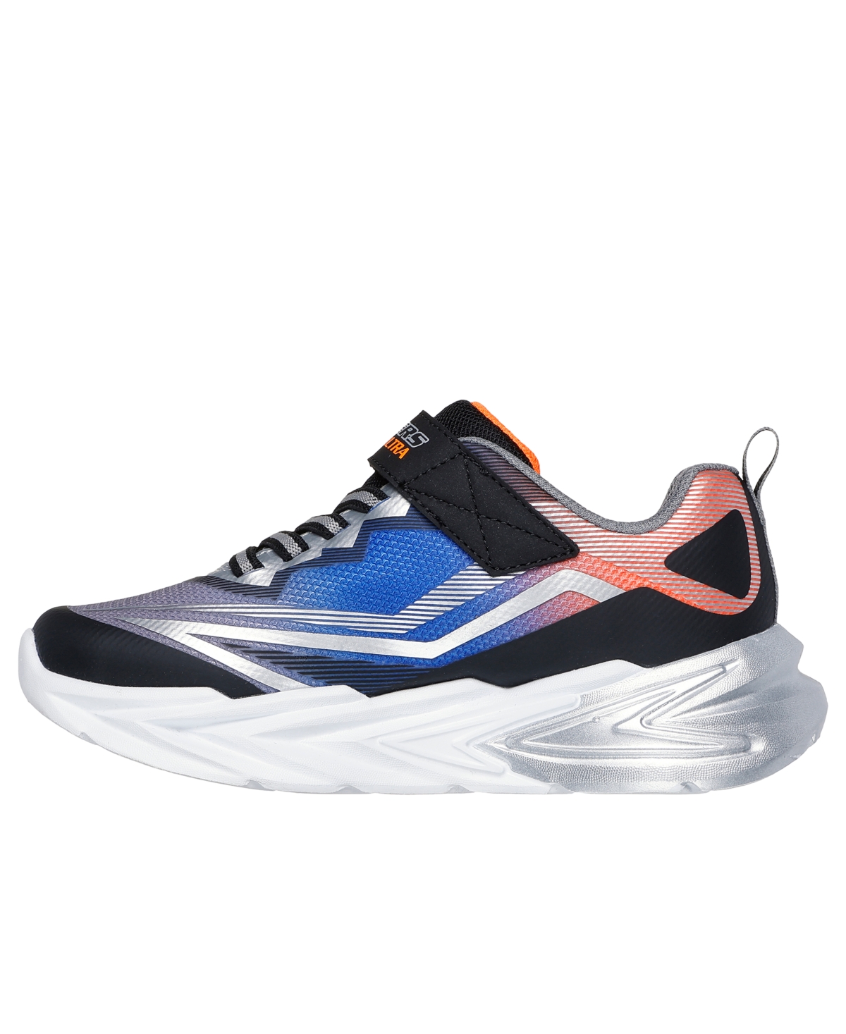 Skechers Little Kids S Lights: Flex-glow Ultra Fastening Strap Light-up Casual Sneakers From Finish Line In Black,silver
