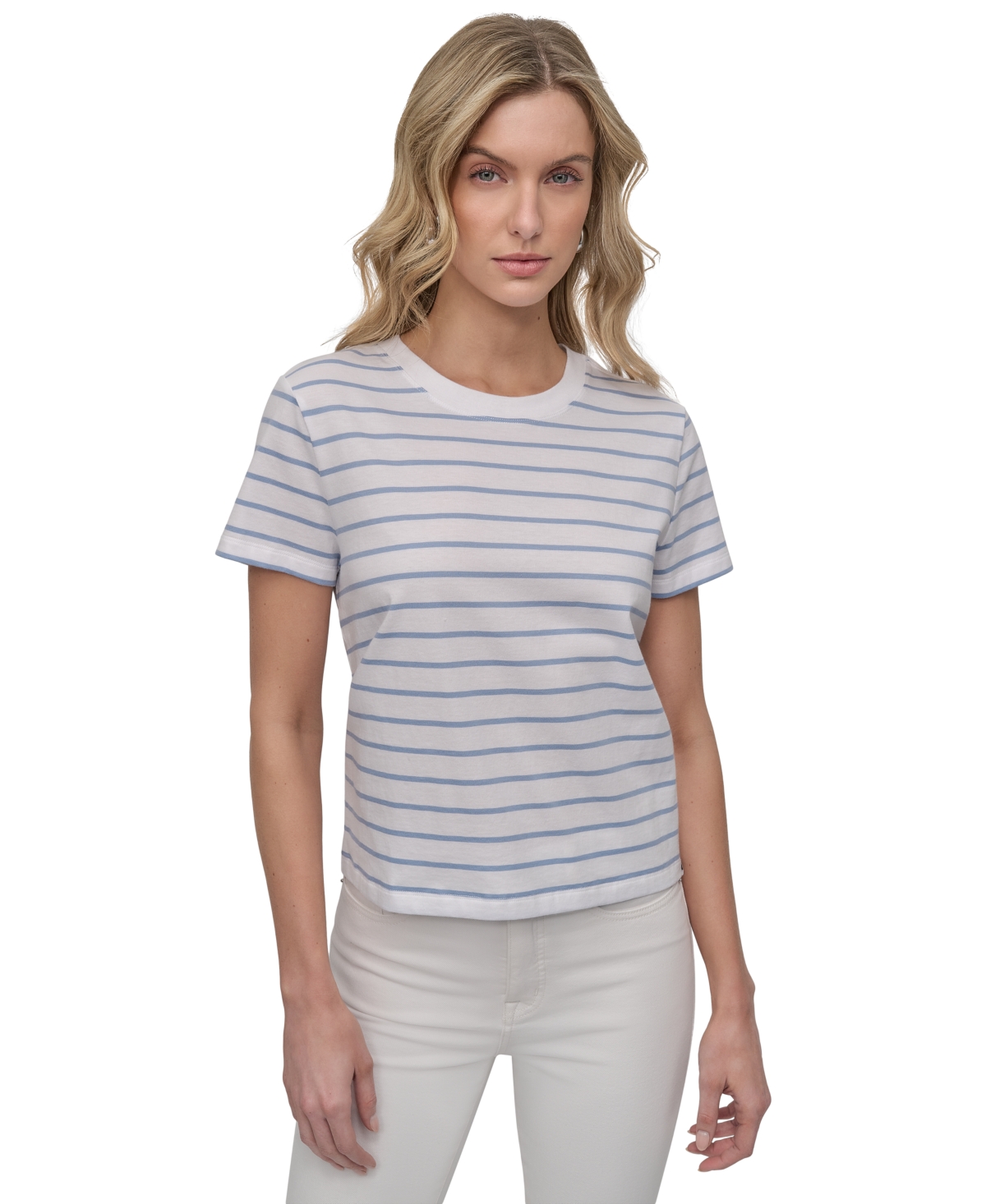 DKNY JEANS PETITE STRIPED CREWNECK T-SHIRT 