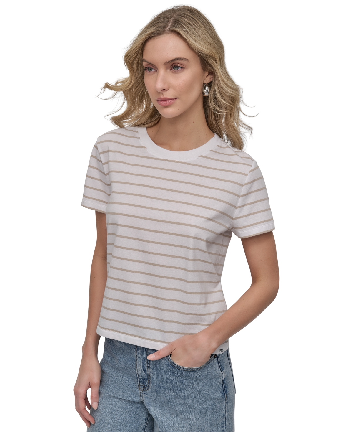 DKNY JEANS PETITE STRIPED CREWNECK T-SHIRT 
