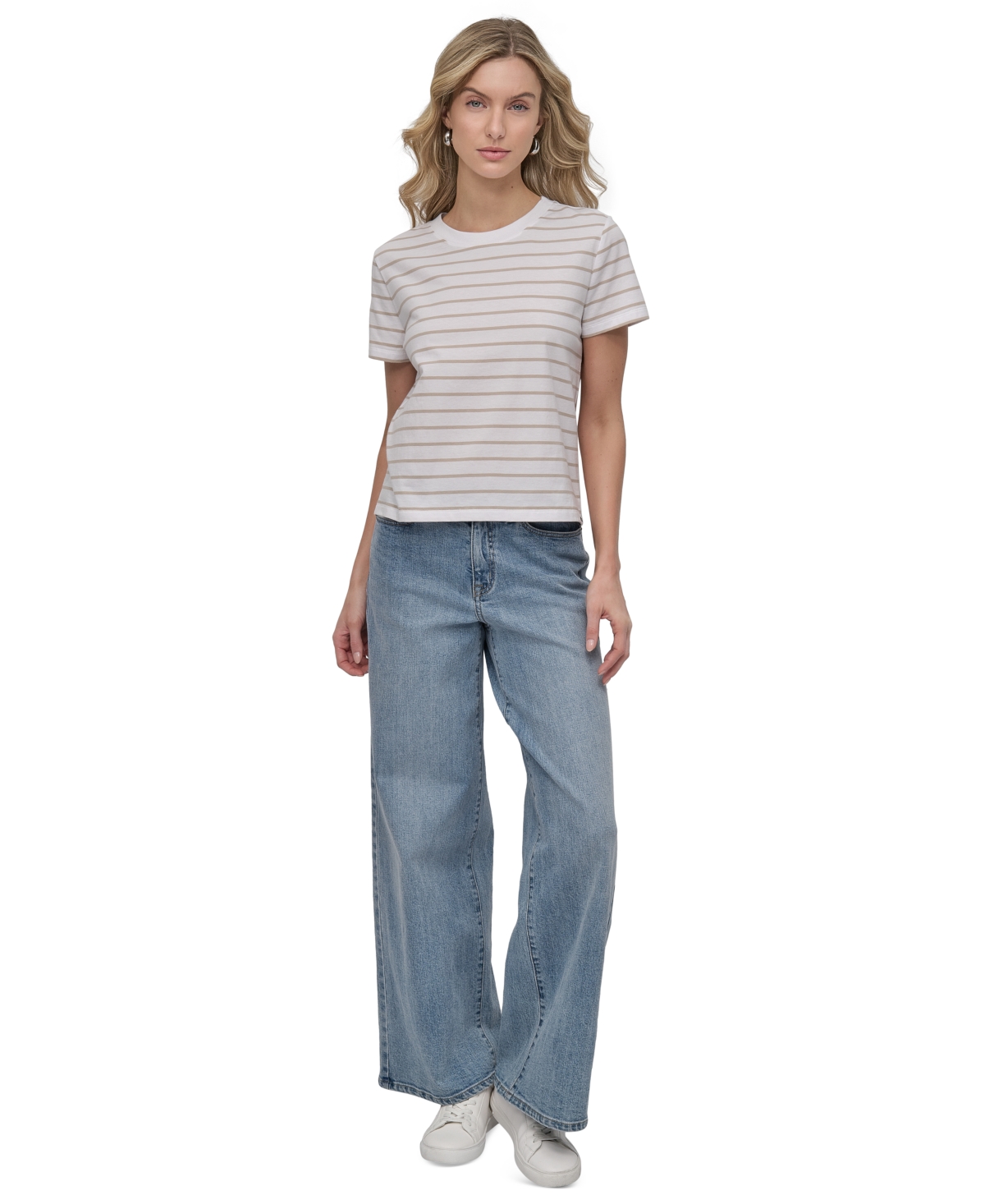 DKNY JEANS PETITE STRIPED CREWNECK T-SHIRT 