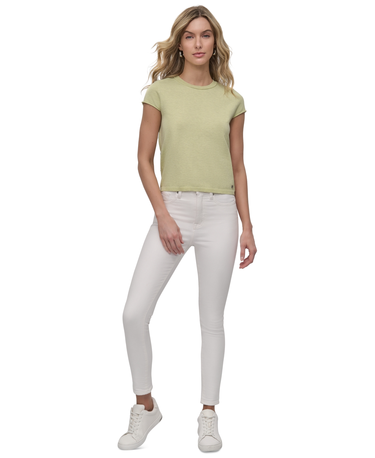 DKNY JEANS PETITE CAP-SLEEVE CREWNECK T-SHIRT 