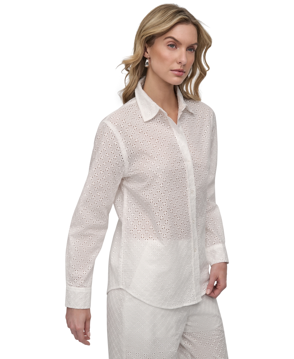 DKNY JEANS PETITE COTTON CLASSIC-FIT BUTTON-UP SHIRT 