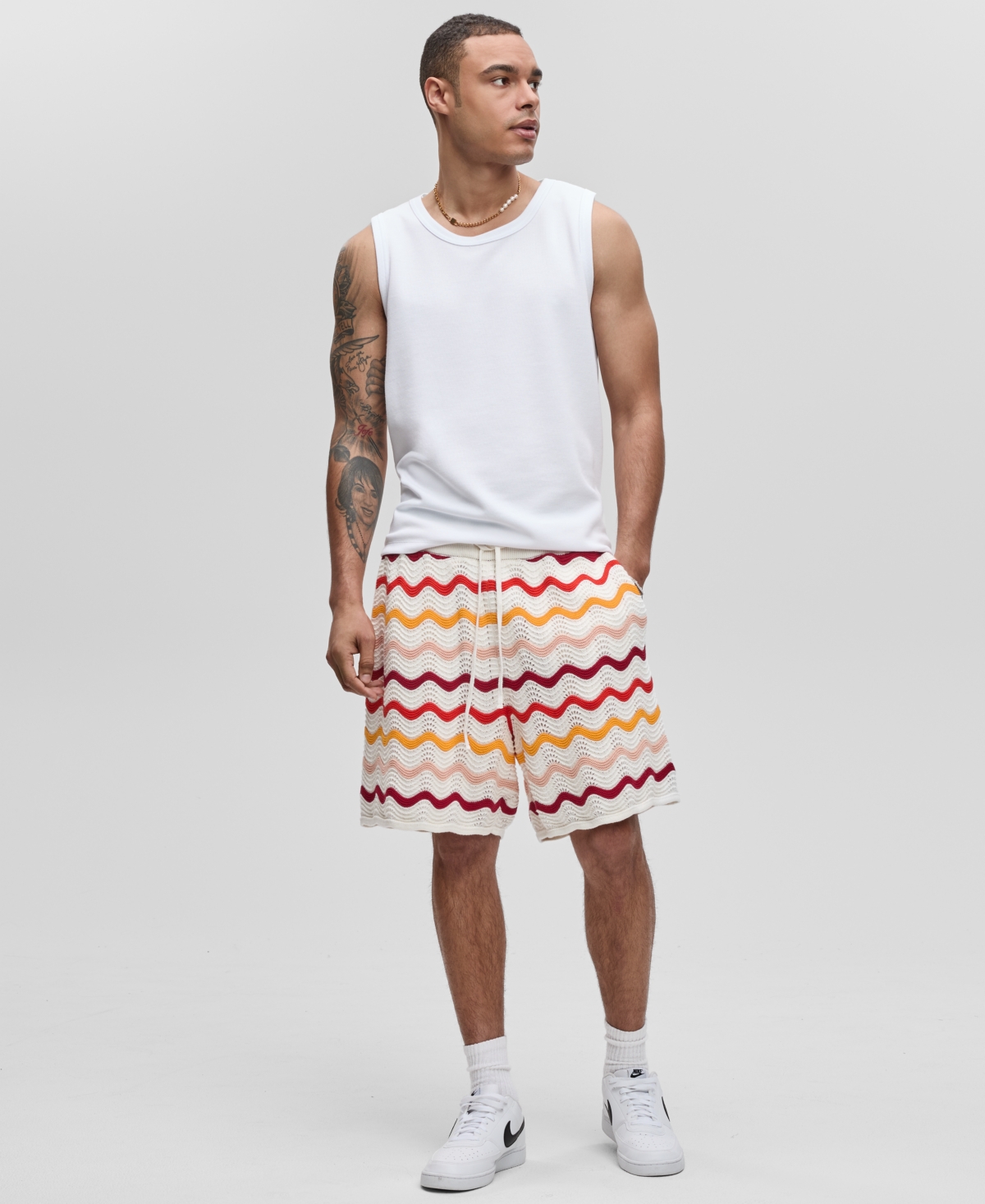 Men's Gradient Zig-Zag Pull-On Shorts, Exclusively at Macy's - Fiery Red