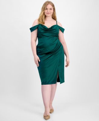 B Darlin - Trendy Plus Size Off-Shoulder Spaghetti-Strap Dress