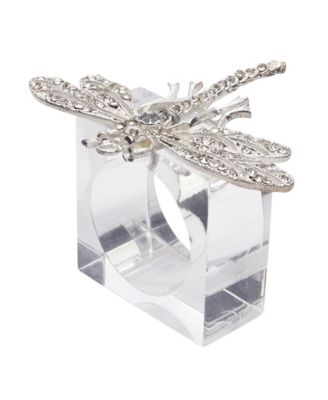 Bejeweled Dragonfly Napkin Ring, Set of 4