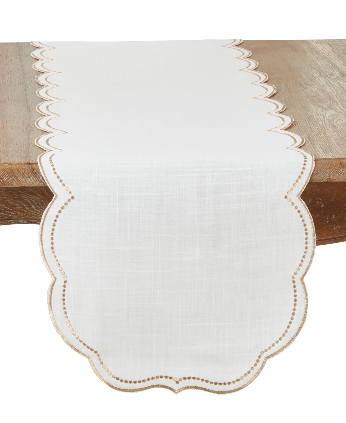Saro Lifestyle Embroidered Polka Dot Table Runner, 16" X 70" In Gold