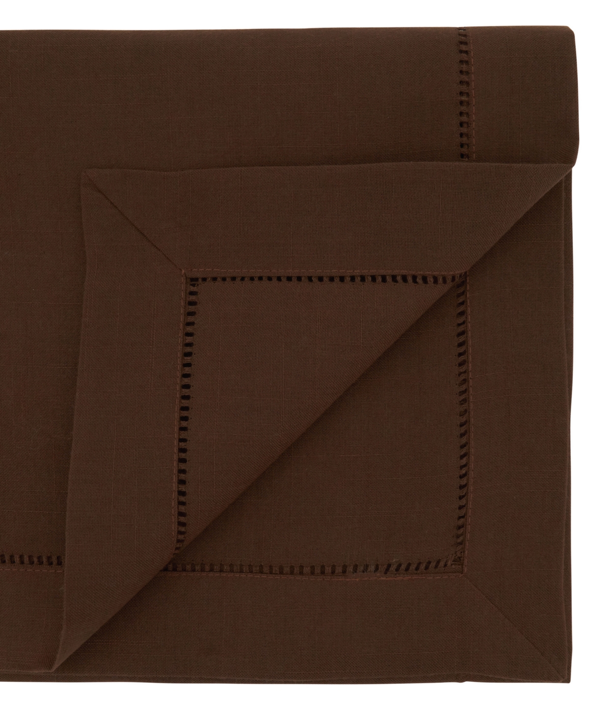 Saro Lifestyle Hemstitched Border Table Runner, 16" X 54" In Chocolate