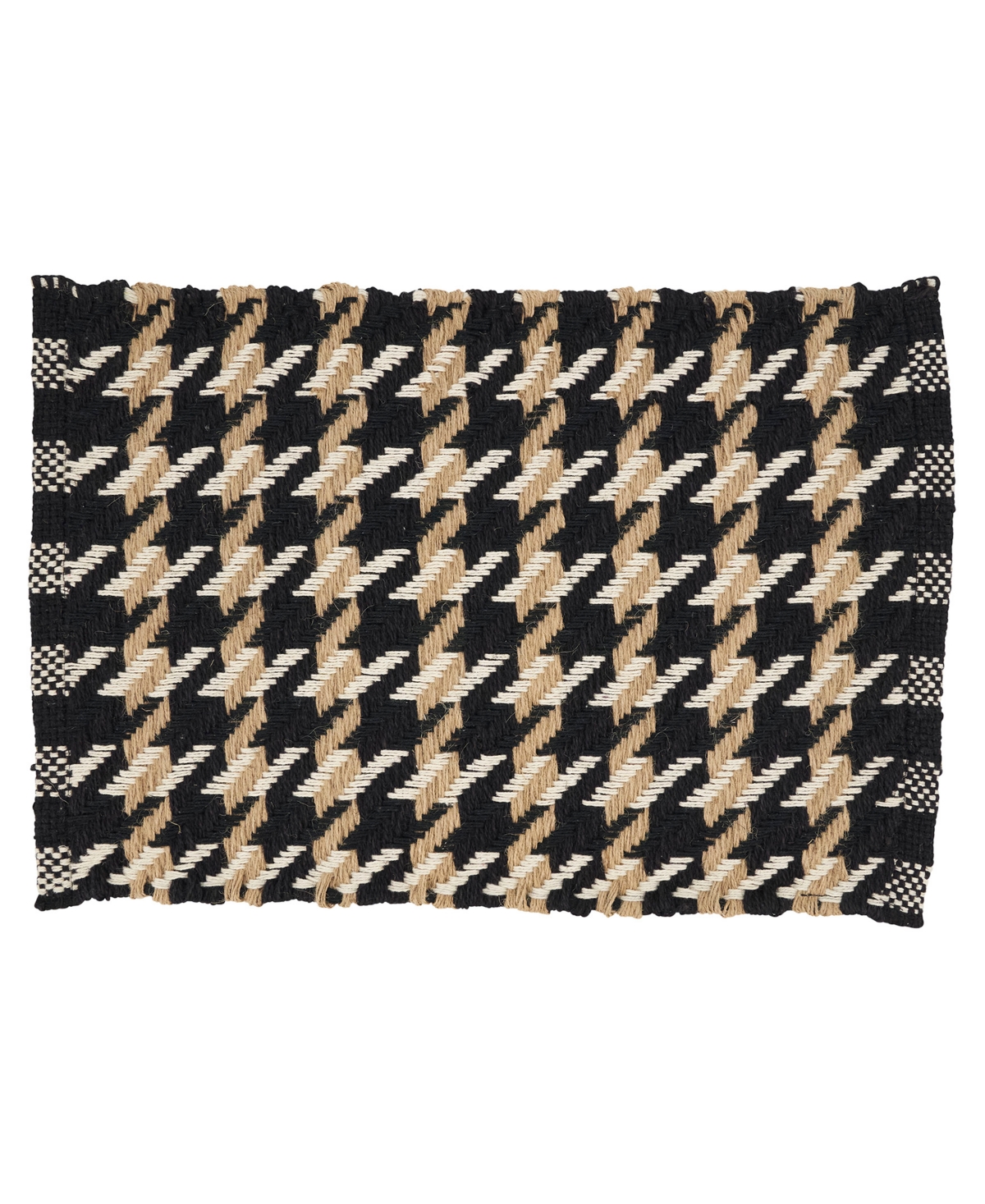Saro Lifestyle Traditional Houndstooth Placemat, Set Of 4 In Black,natural