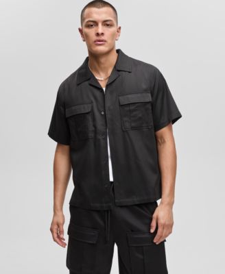 Men's Camp Collar Twill Shirt, Exclusively at Macy's