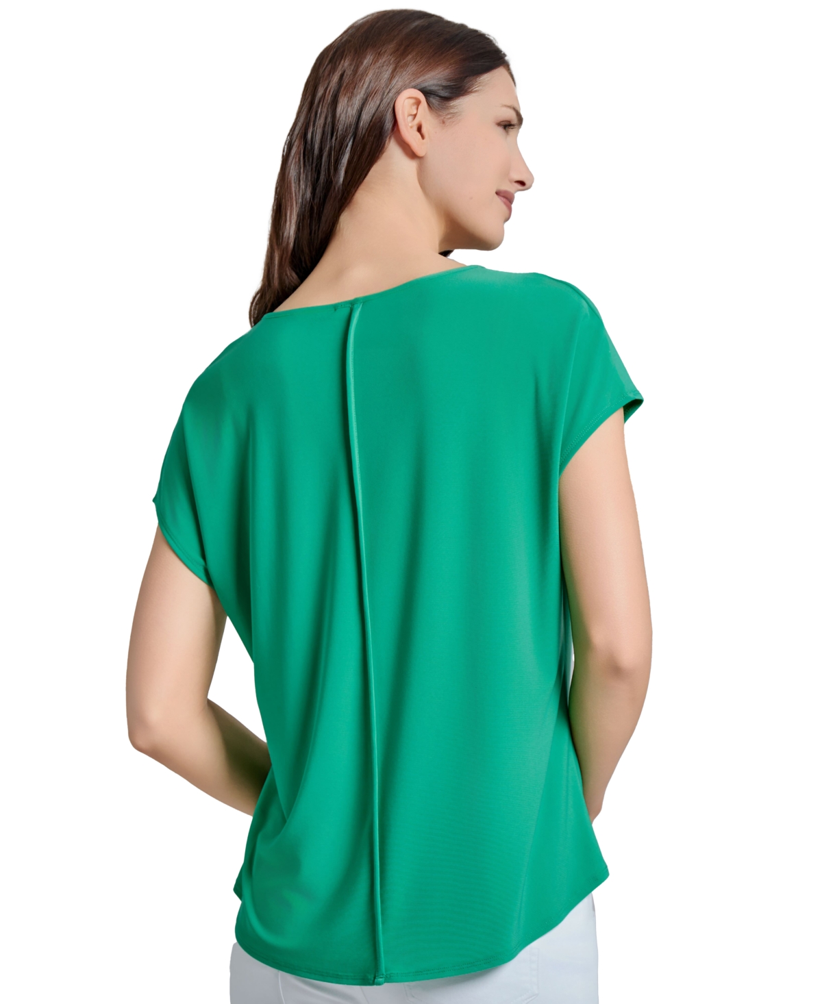 Jones New York Exposed Seam V-neck Top In Kelly