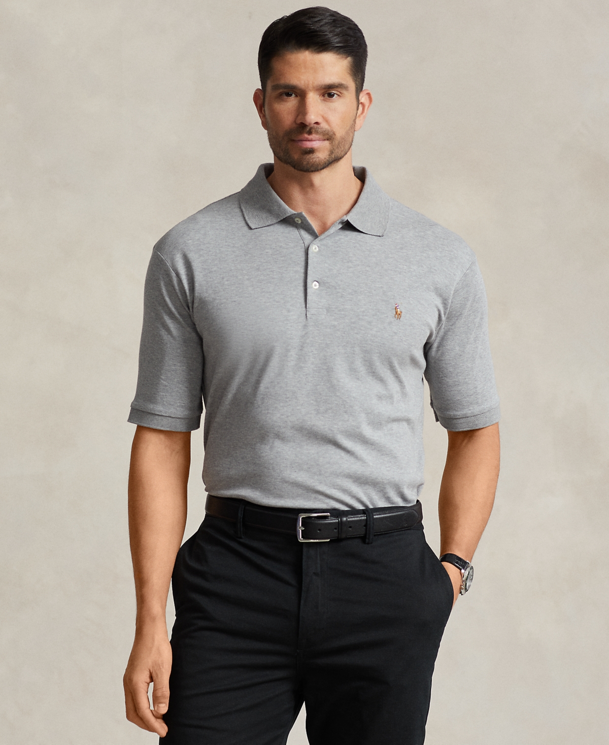 Polo Ralph Lauren Men's Big & Tall Classic Fit Soft Cotton Polo - Steel Heather