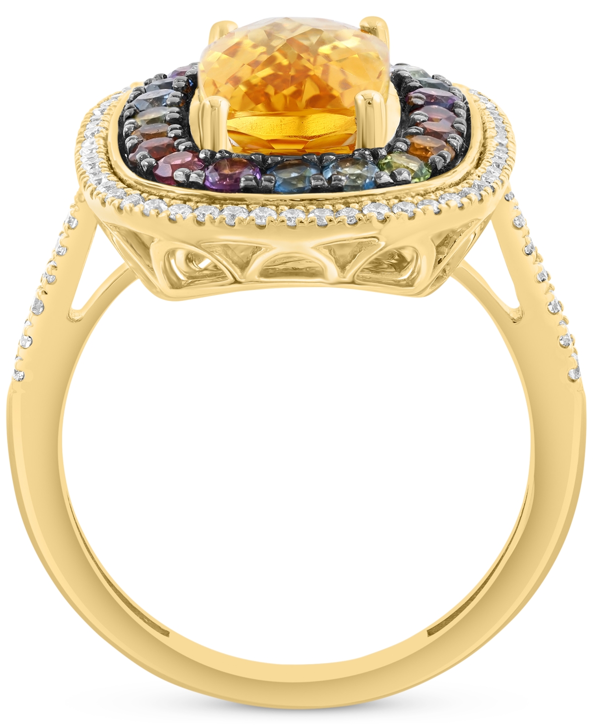 Effy Collection Effy Multi-gemstone (3-5/8 Ct. T.w.) & Diamond (1/3 Ct. T.w.) Halo Ring In 14k Gold In Multi Stone