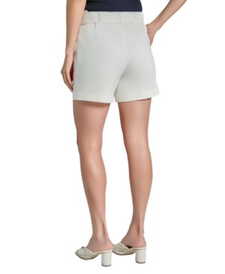 Women's Linen-Blend Pull-On Belted Shorts