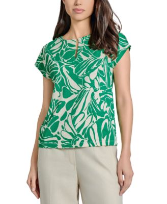 Jones New York - Women's Printed Cap-Sleeve Top