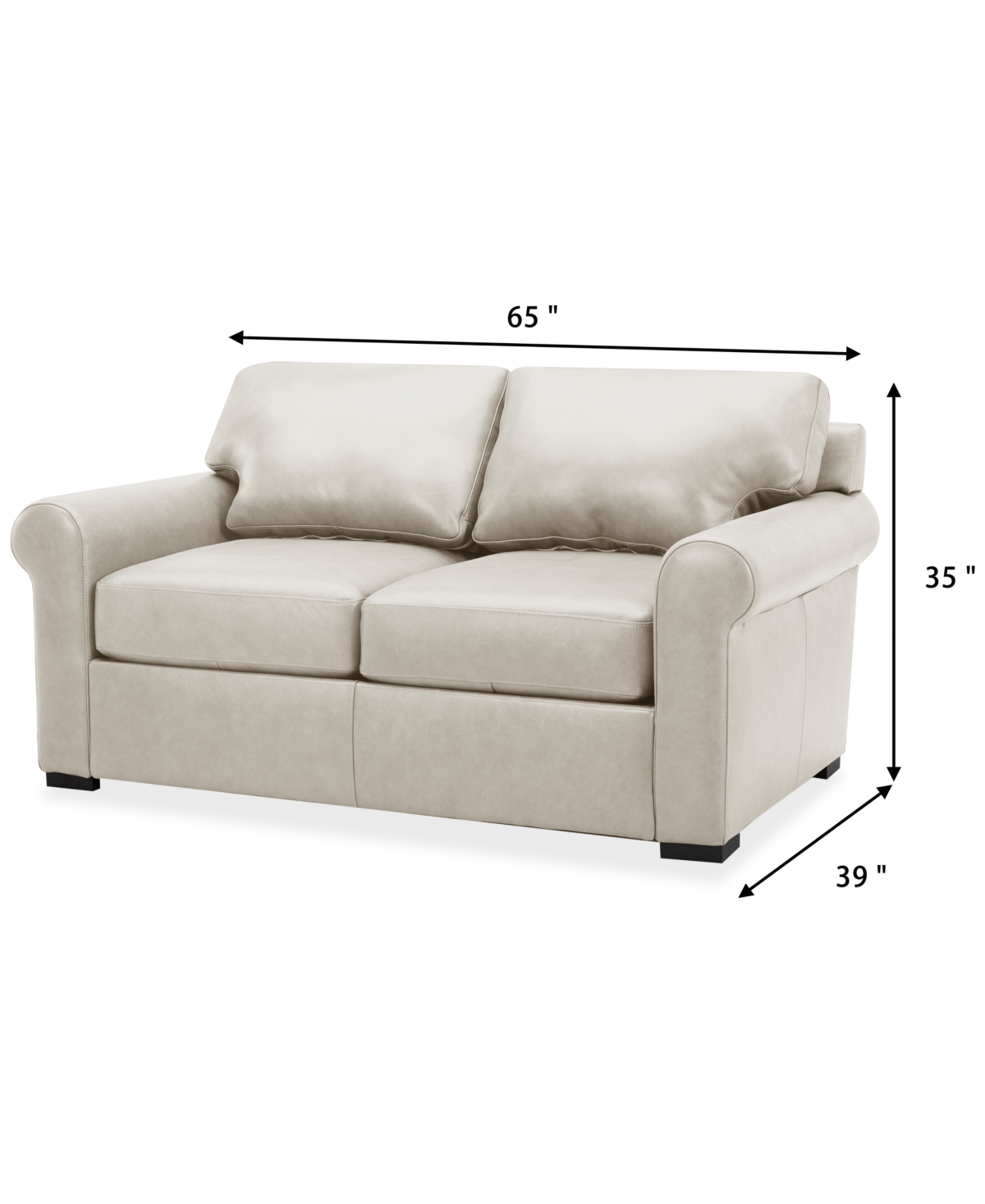 Macy's Radley 61" Leather Roll Arm Loveseat, Exclusively At  In Coconut Milk