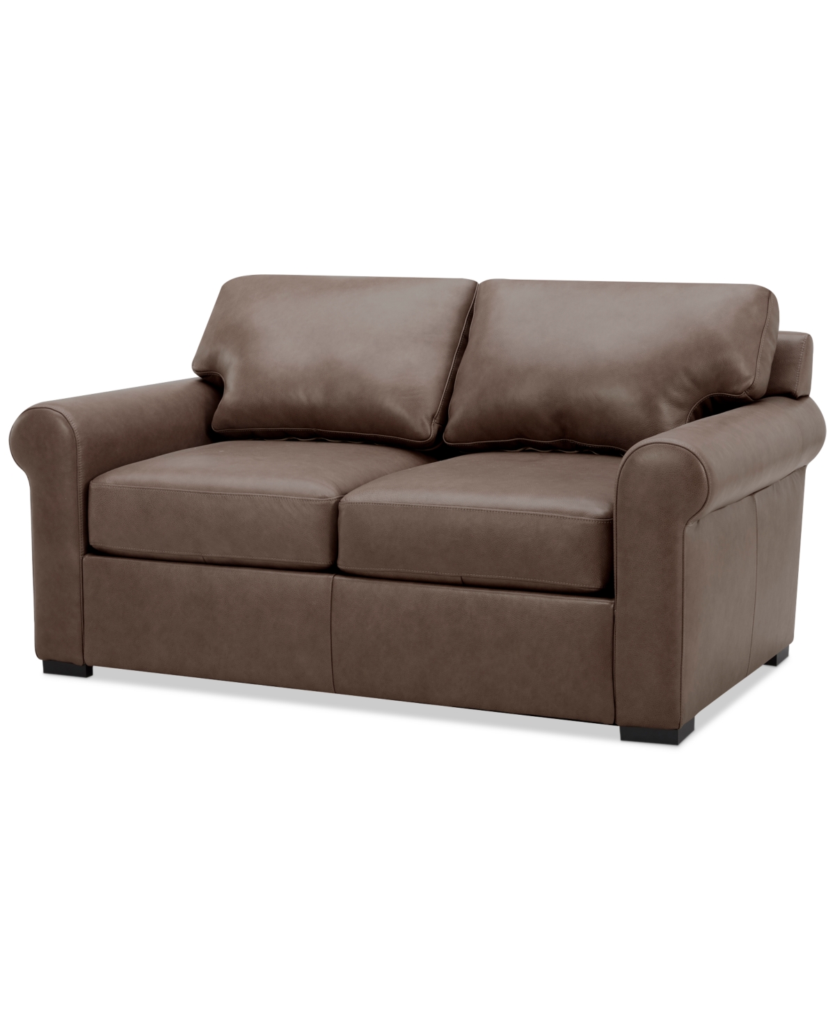 Macy's Radley 61" Leather Roll Arm Loveseat, Exclusively At  In Medium Brown