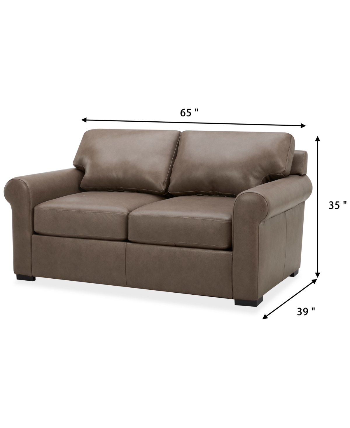 Macy's Radley 61" Leather Roll Arm Loveseat, Exclusively At  In Taupe