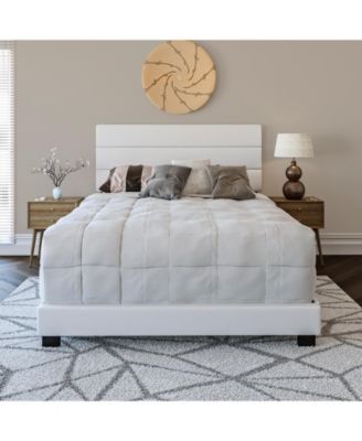 Napoli Leather Upholstered Platform Bed Frame with Tri-Panel Adjustable Headboard - Boyd Sleep