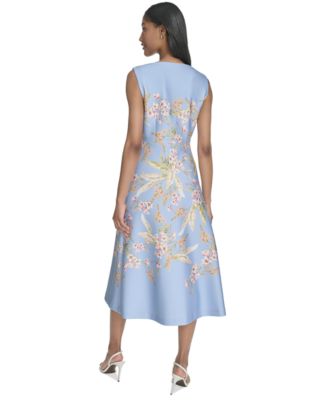 Halston Women's Placed-Floral Sleeveless Flare Dress - Macy's