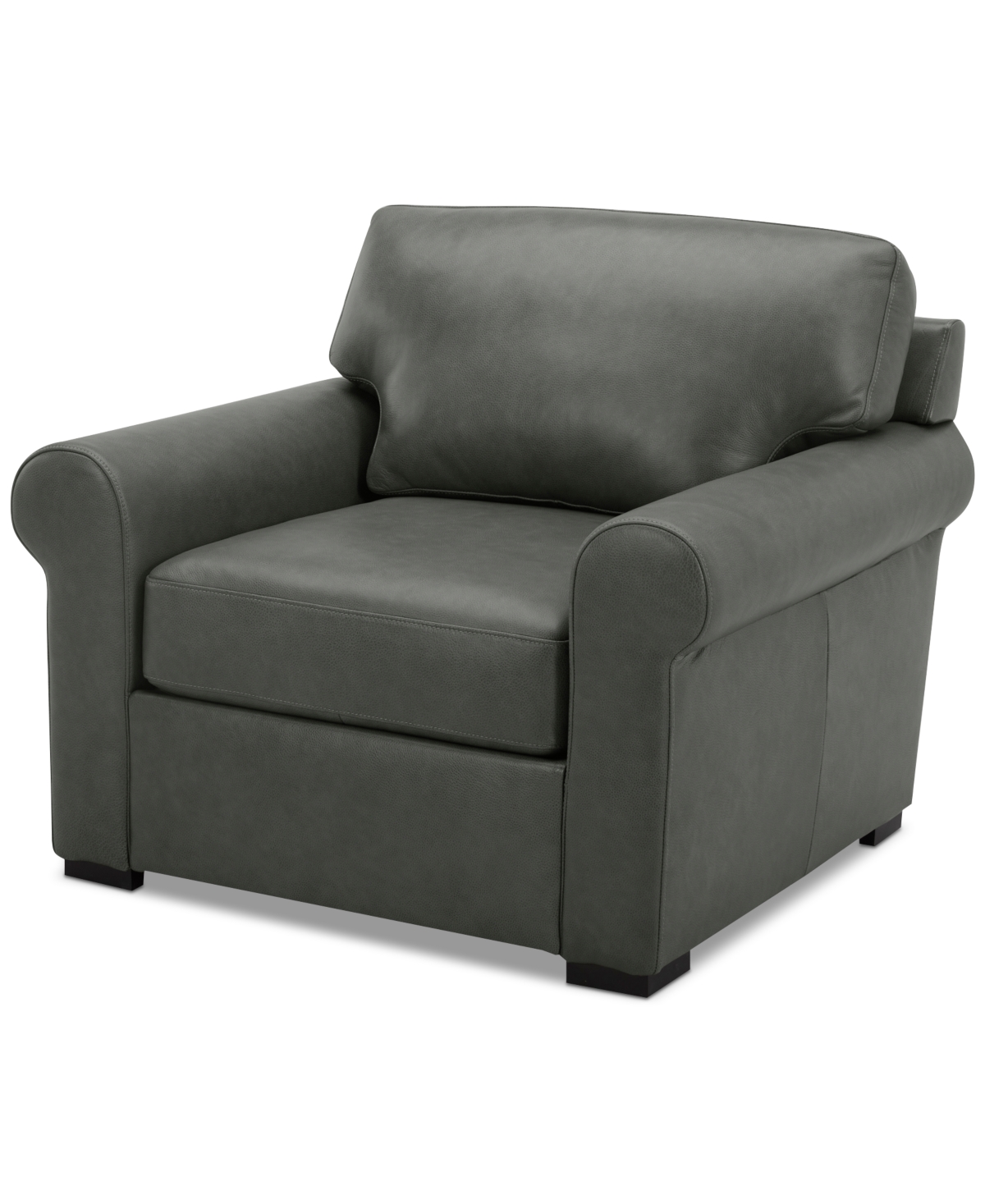Macy's Radley 38" Leather Roll Arm Chair, Exclusively At  In Anthracite